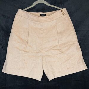 Talbots Women's Cream linen blend high rise pleated front Shorts